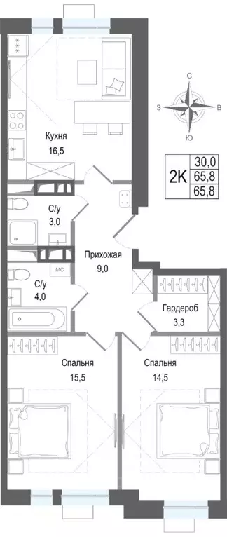 2-к кв. Московская область, Королев Первомайский мкр, Киноквартал ... - Фото 1