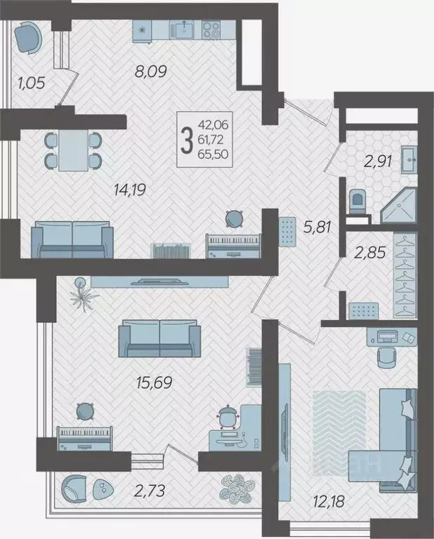 3-к кв. Краснодарский край, Сочи Бытха мкр, ул. Ясногорская, 16/2к4 ... - Фото 1