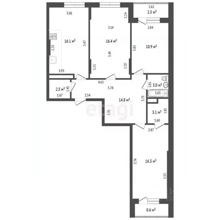 3-к кв. Самарская область, Самара Южное ш., 9 (83.1 м) - Фото 2