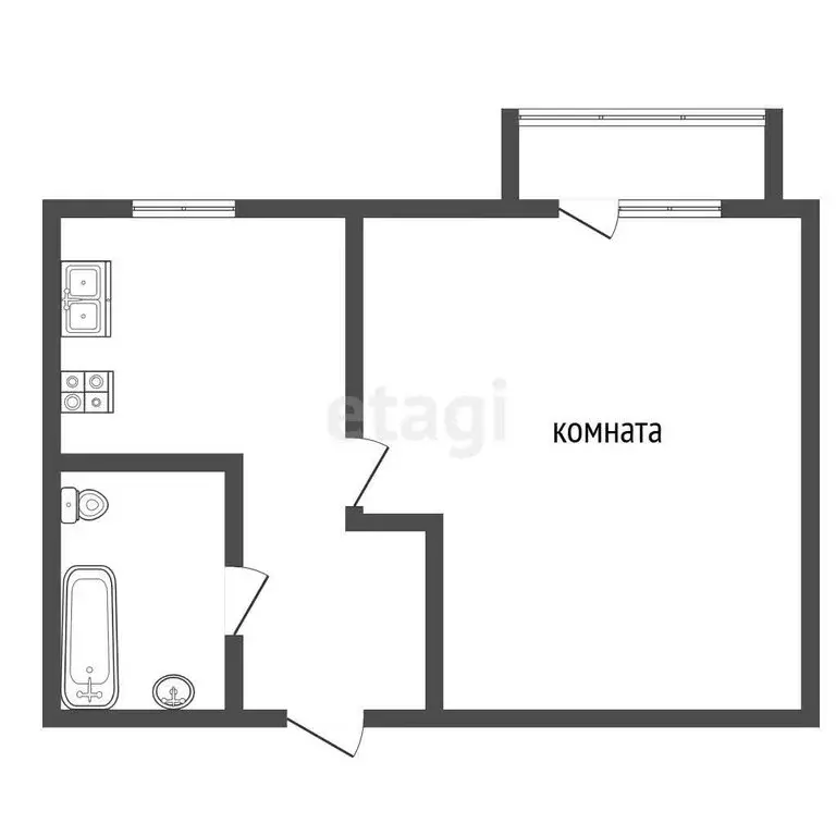1-комнатная квартира: Ялуторовск, улица Бахтиярова, 68 (31.8 м) - Фото 1