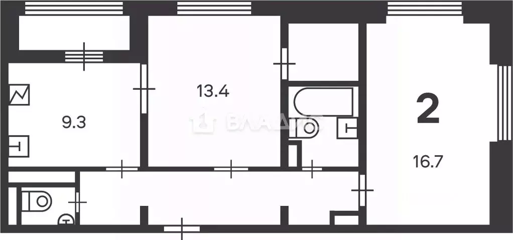 2-к кв. Москва ул. Маршала Еременко, 5к1 (56.3 м) - Фото 2