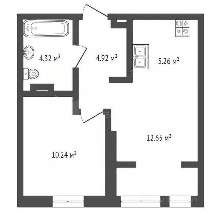 1-к кв. Тюменская область, Тюмень Харьковская ул., 74 (38.0 м) - Фото 1