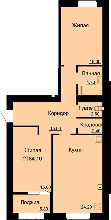 2-комнатная квартира: Таганрог, улица Галицкого, 19 (84.1 м) - Фото 1