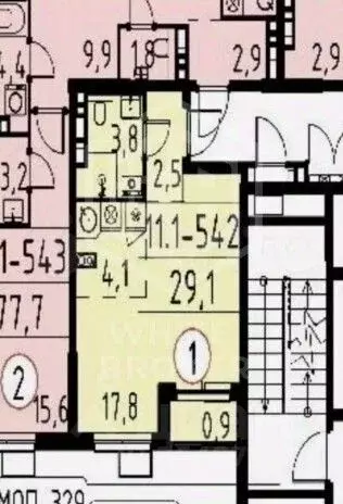 Студия Москва д. Николо-Хованское, 3 (29.1 м) - Фото 1