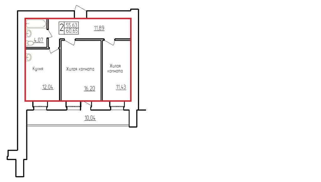 2-к кв. Амурская область, Благовещенск Заводская ул., 4/9 (60.65 м) - Фото 1