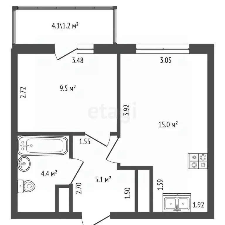 1-к кв. Санкт-Петербург пос. Шушары, ул. Чудовская, 14к1 (34.0 м) - Фото 2