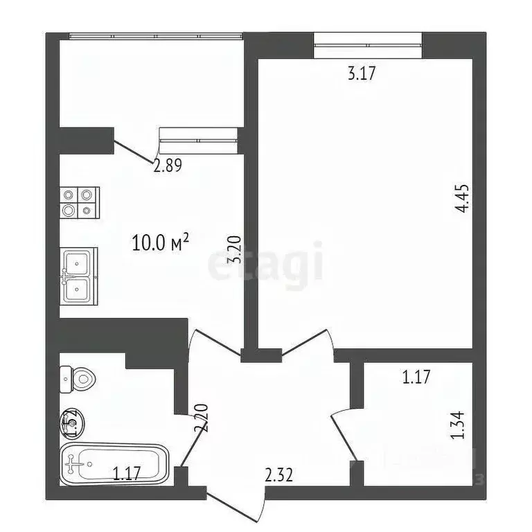 1-к кв. Ханты-Мансийский АО, Сургут тракт Югорский, 4 (35.7 м) - Фото 1