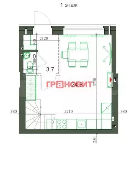 2-к. квартира, 57 м, 1/2 эт. - Фото 0