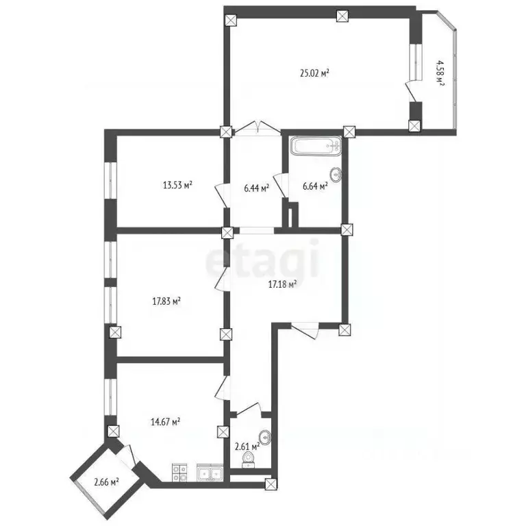 3-к кв. Орловская область, Орел пл. Поликарпова, 20 (107.1 м) - Фото 2