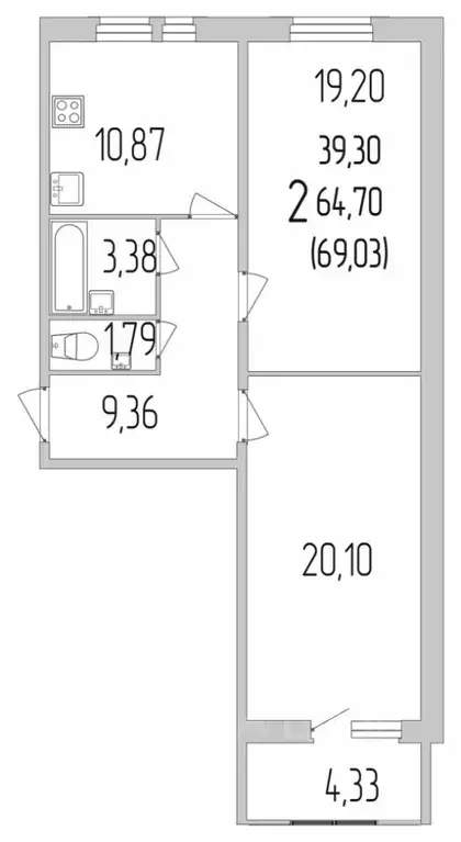 2-к кв. Белгородская область, Белгород ул. Лермонтова, 29А (69.2 м) - Фото 0