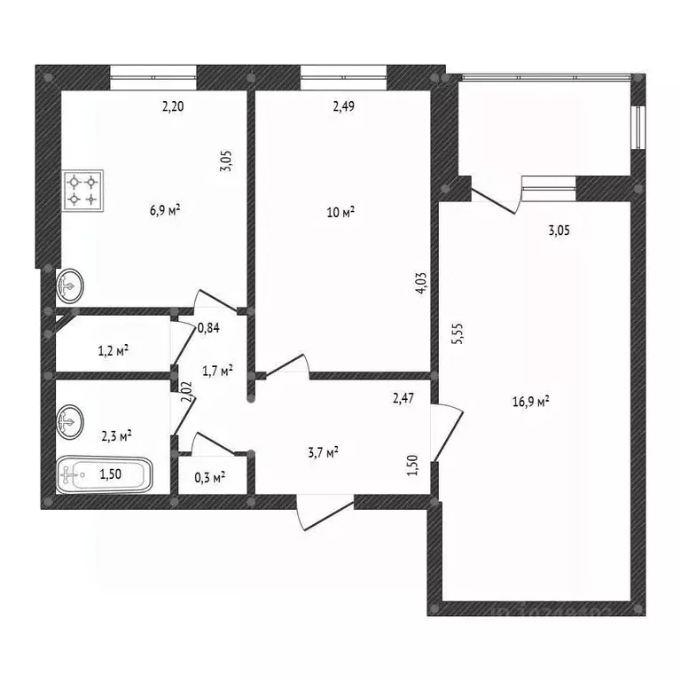 2-к кв. Башкортостан, Уфа Кольцевая ул., 172/1 (43.0 м) - Фото 2