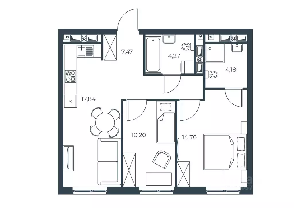 2-к кв. Астраханская область, Астрахань Татарская Слобода кв-л,  ... - Фото 1