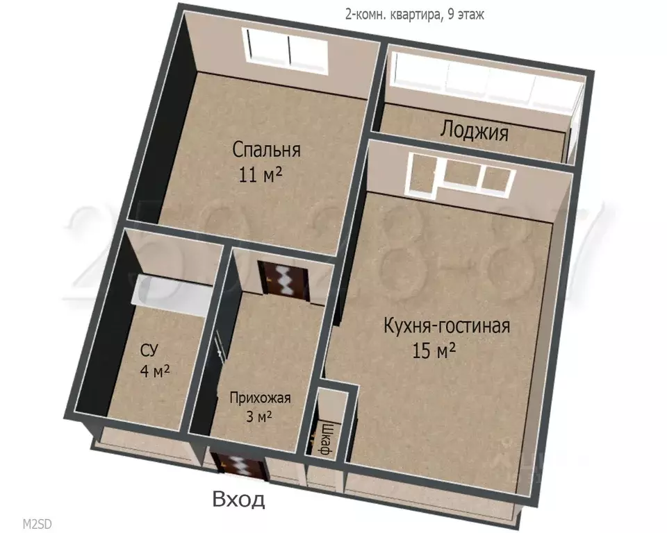 2-к кв. Красноярский край, Красноярск ул. Лесников, 37Б (35.8 м) - Фото 1