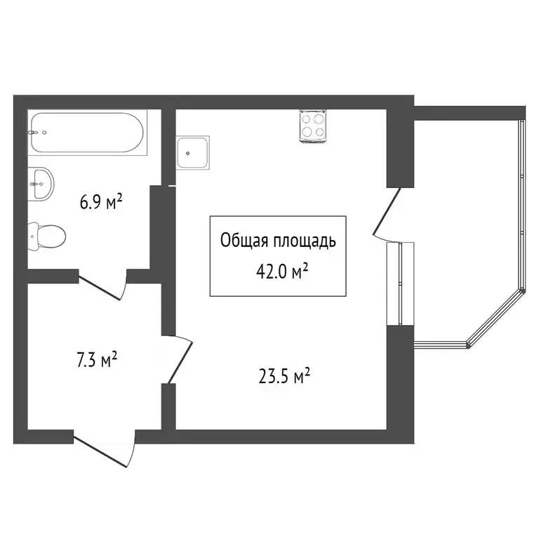 Квартира-студия: Новосибирск, улица Галущака, 11 (41.9 м) - Фото 1