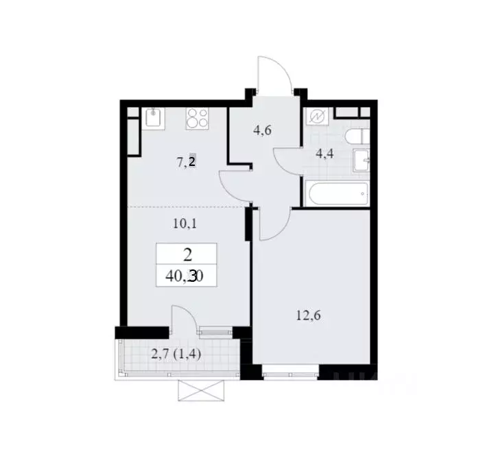 2-к кв. Москва Прокшино жилой комплекс, 5.1.4 (40.3 м) - Фото 0