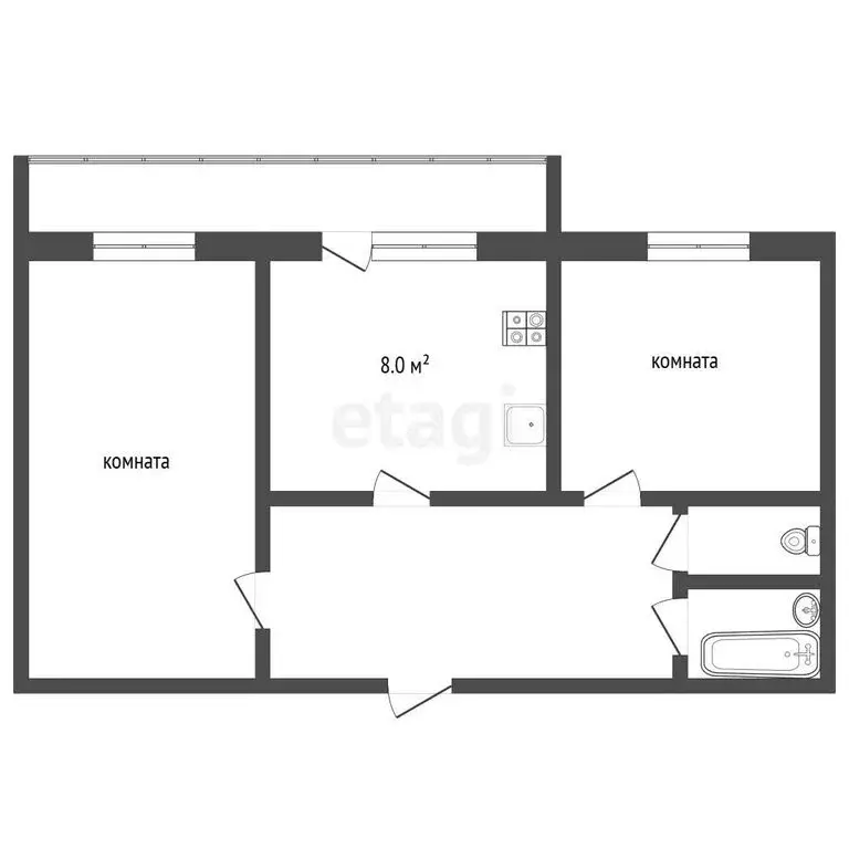 2-комнатная квартира: Серпухов, Московское шоссе, 43 (48.3 м) - Фото 1