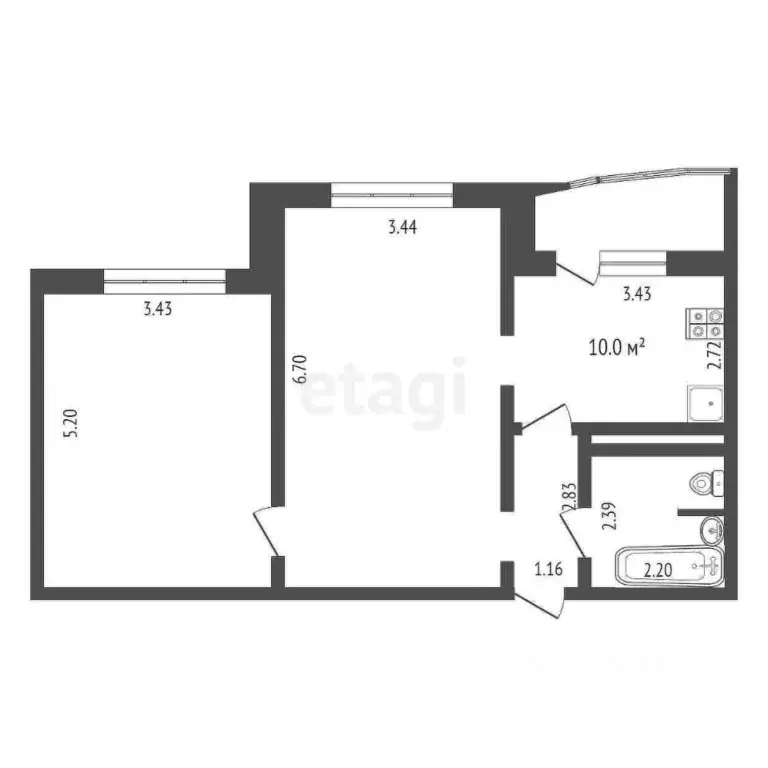 2-к кв. Тюменская область, Тюмень ул. Федюнинского, 56к1 (58.7 м) - Фото 2