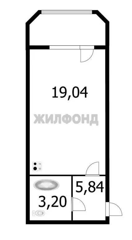 Квартира-студия: Новосибирск, Волховская улица, 31 (28 м) - Фото 1