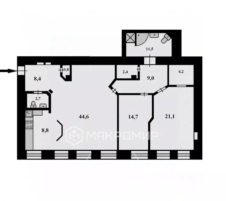 Квартира, 3 комнаты, 128.19 м - Фото 0