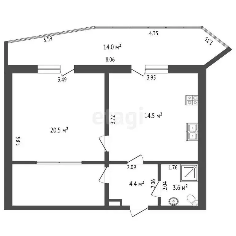 1-комнатная квартира: Анапа, Анапское шоссе, 73А (43 м) - Фото 1