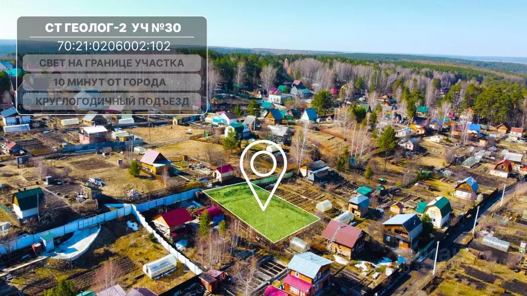 Участок в Томская область, Томск Геолог-2 садовое товарищество, 30 ... - Фото 0