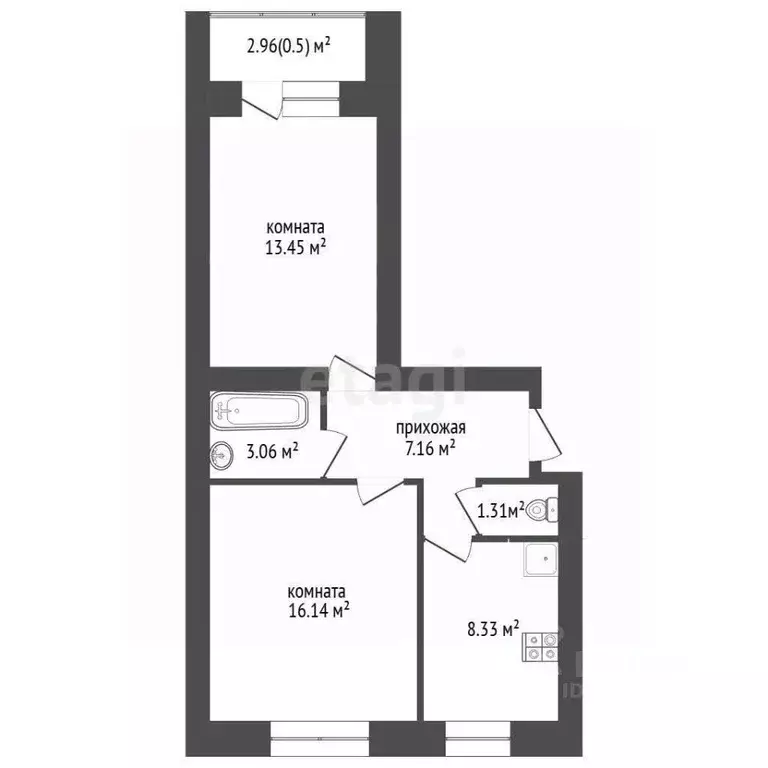 2-к кв. Ярославская область, Ярославский муниципальный округ, пос. ... - Фото 2