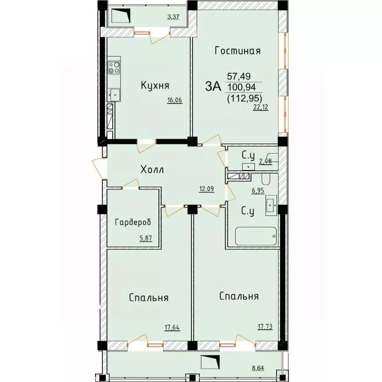 3-к кв. Дагестан, Дербент ул. Графа Воронцова, 80 (112.95 м) - Фото 0