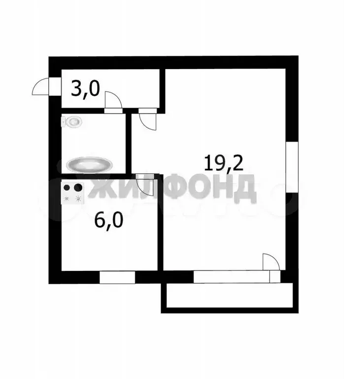 1-к. квартира, 30,7 м, 4/4 эт. - Фото 0