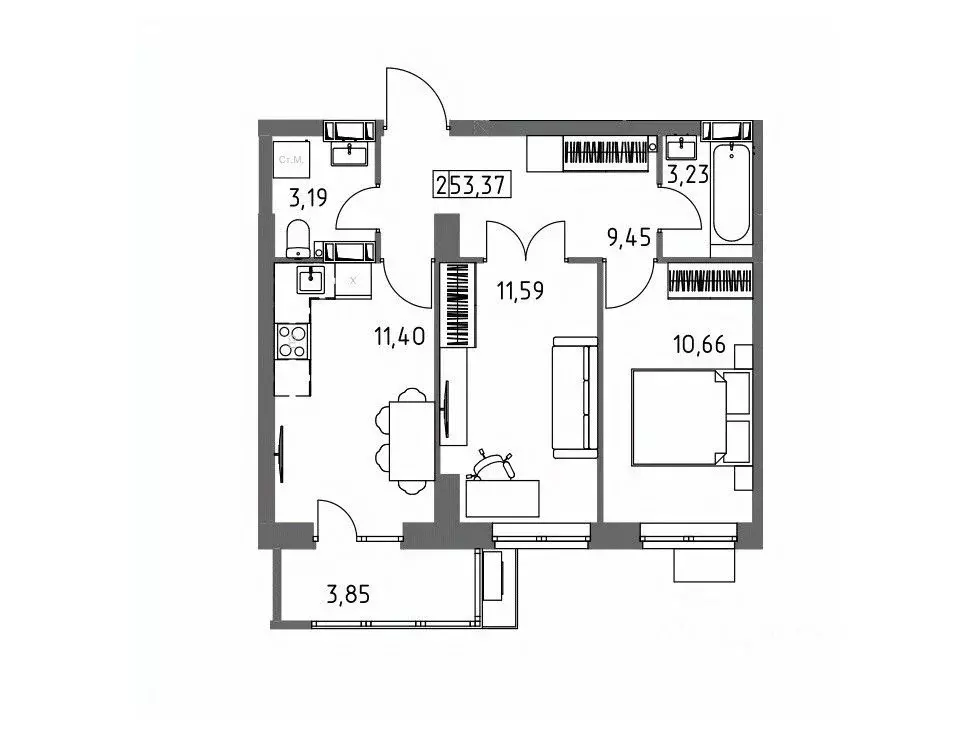 2-к кв. Волгоградская область, Волгоград Гомельская ул., 9 (53.37 м) - Фото 1