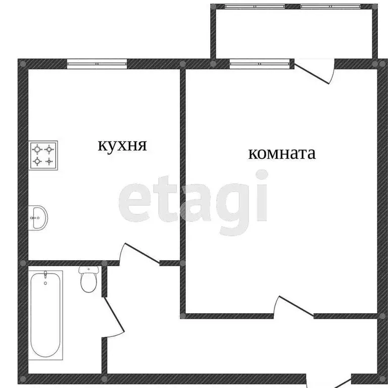 1-комнатная квартира: Ялуторовск, Полевая улица, 62 (35.1 м) - Фото 1