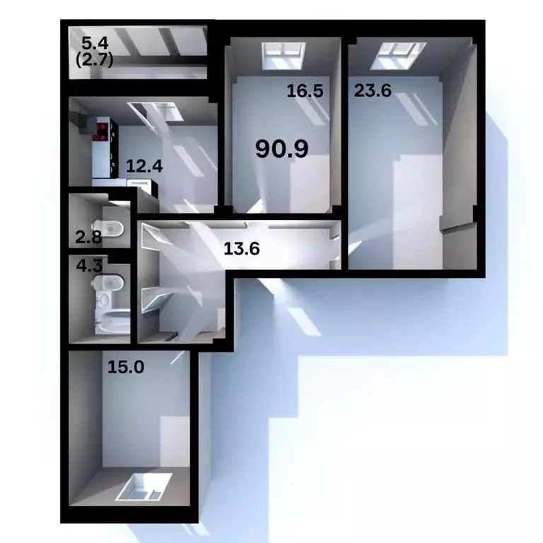 3-к кв. Псковская область, Псков Пароменская ул., 28 (90.9 м) - Фото 1