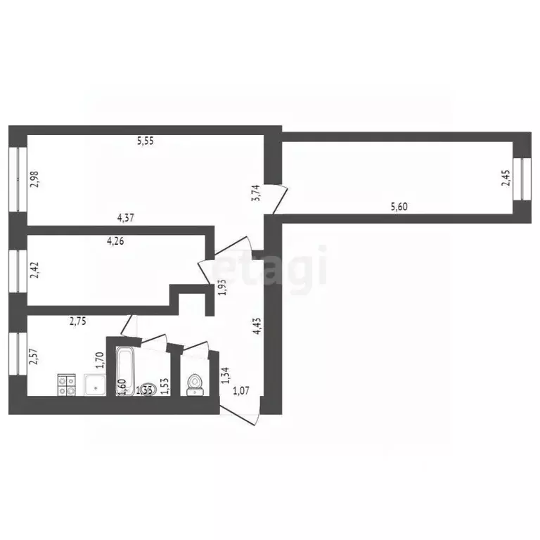 3-к кв. Башкортостан, Стерлитамак ул. Комарова, 14 (61.8 м) - Фото 1