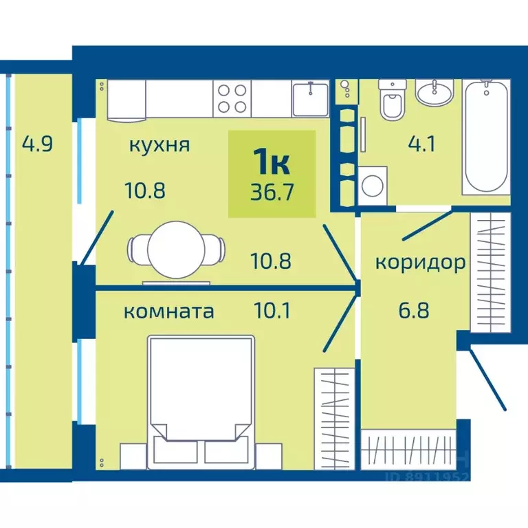 1-к кв. Пермский край, Пермь ул. Старшего Лейтенанта Гачегова, 1 (36.7 ... - Фото 0