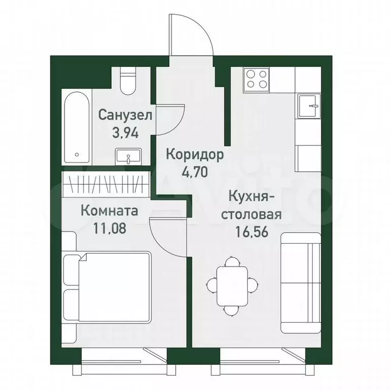1-к. квартира, 37,2 м, 5/5 эт. - Фото 1