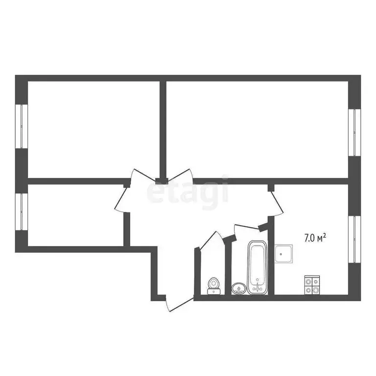 3-комнатная квартира: Ишим, улица Карла Маркса, 24 (57.7 м) - Фото 1