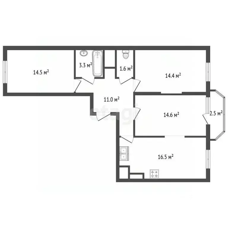 3-к кв. Санкт-Петербург пос. Парголово, ул. Федора Абрамова, 16к1 ... - Фото 2