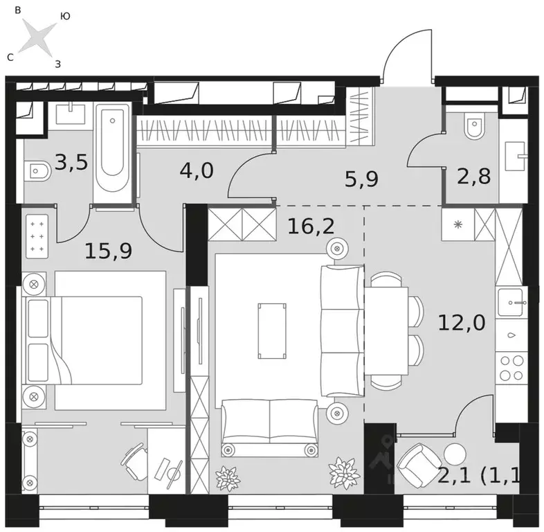 2-к кв. Москва Шелепихинская наб., 40к1 (61.4 м) - Фото 2