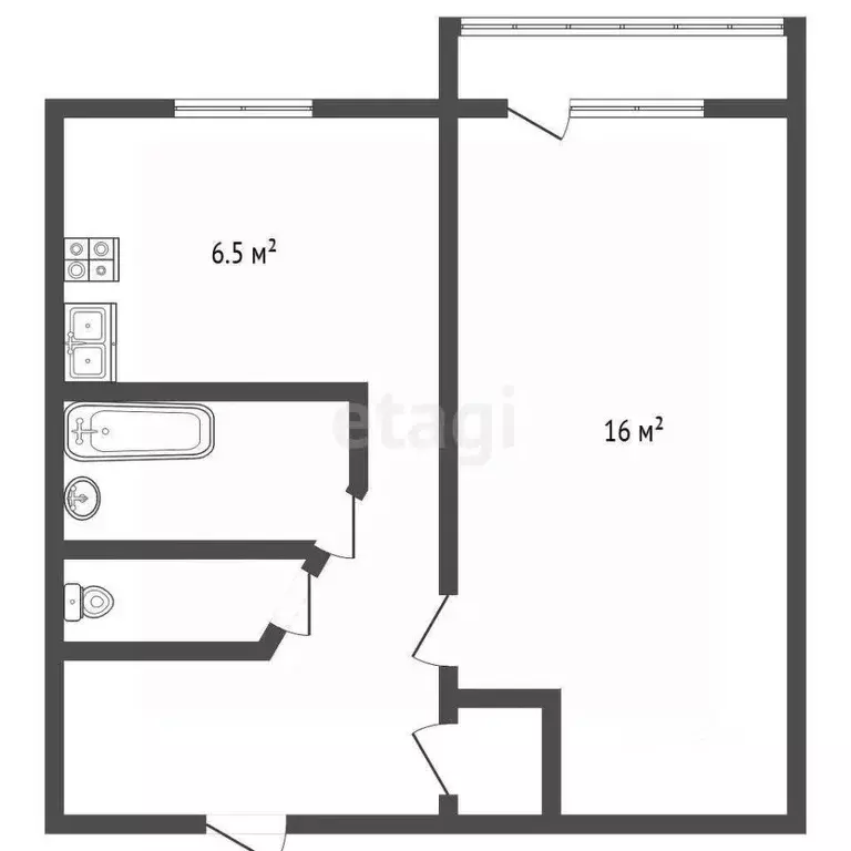 1-к кв. Санкт-Петербург просп. Космонавтов, 66 (31.0 м) - Фото 2