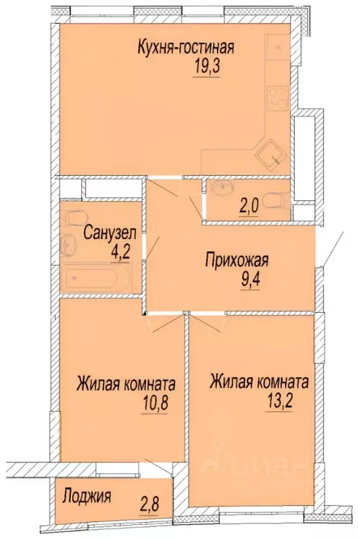 2-к кв. Московская область, Мытищи Олимпийский просп., 12 (60.0 м) - Фото 1