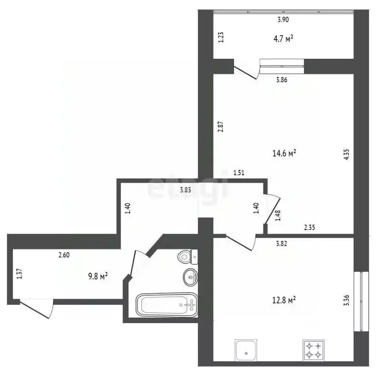 1-к кв. Ямало-Ненецкий АО, Пуровский район, Уренгой пгт, 4-й мкр 28 ... - Фото 2