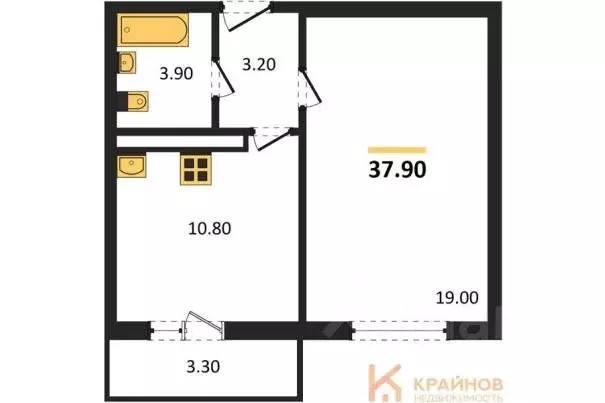 1-к кв. Воронежская область, Воронеж Озерки жилой квартал,  (37.9 м) - Фото 0