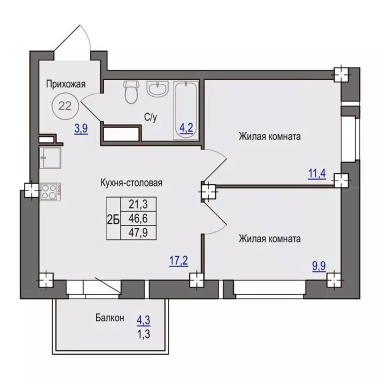 2-к кв. Псковская область, Псковский район, Завеличенская волость, д. ... - Фото 1