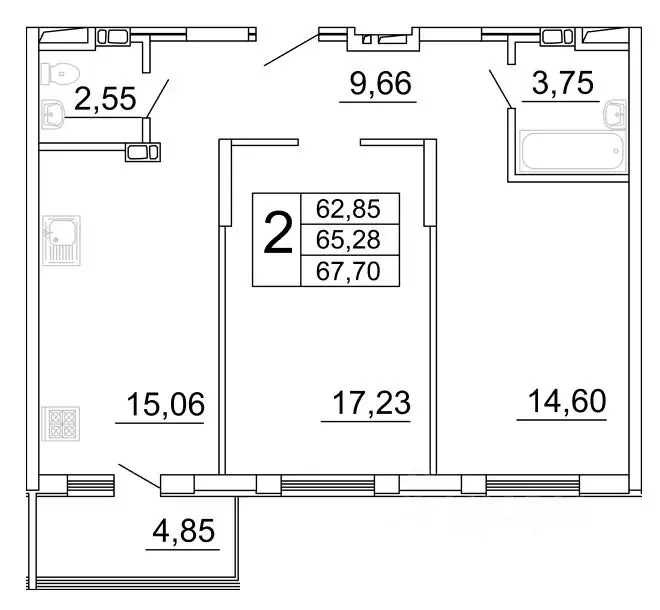 2-к кв. Самарская область, Самара ул. Дыбенко, 5 (68.1 м) - Фото 0