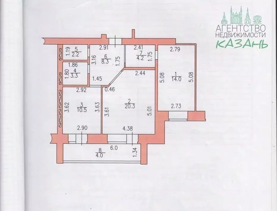 2-к кв. Татарстан, Казань ул. 2-я Азинская, 1В (62.8 м) - Фото 2