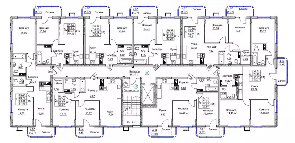2-к кв. Калининградская область, Калининград Теодор Кроне жилой ... - Фото 2