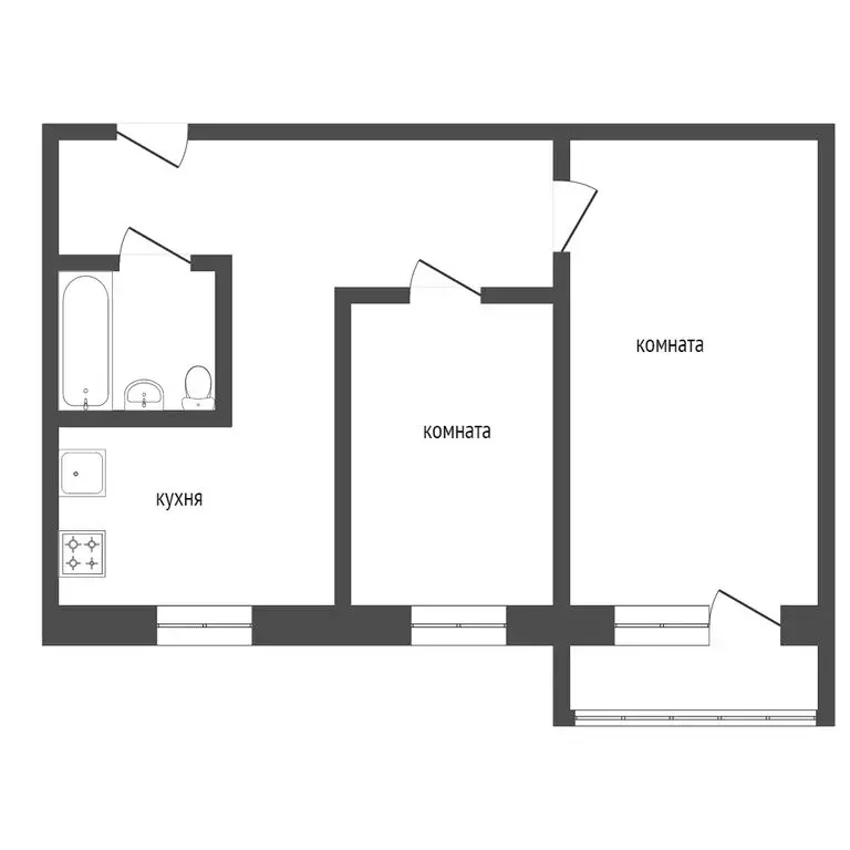 2-комнатная квартира: Курган, улица Криволапова, 13А (49 м) - Фото 1