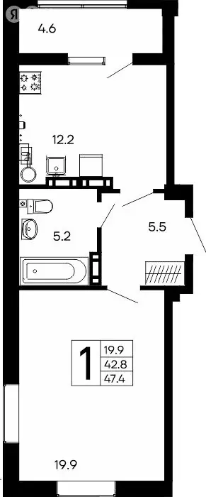 1-комнатная квартира: Феодосия, ш. Симферопольское (47.4 м) - Фото 0