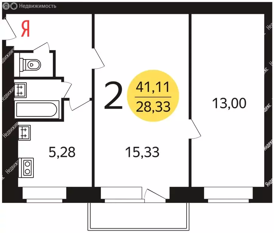 2-комнатная квартира: Москва, улица Фабрициуса, 33к1 (43.9 м) - Фото 1