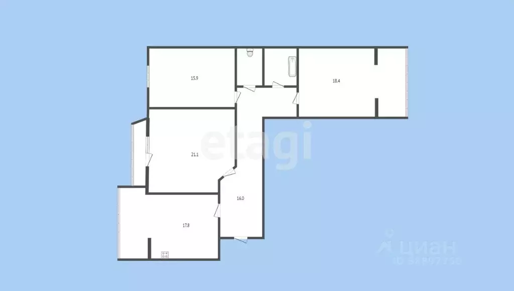 3-к кв. Карачаево-Черкесия, Черкесск ул. Космонавтов, 41 (96.0 м) - Фото 2
