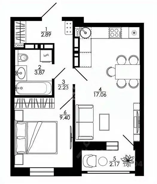 1-к кв. Липецкая область, Липецк просп. Победы, 99 (37.18 м) - Фото 2